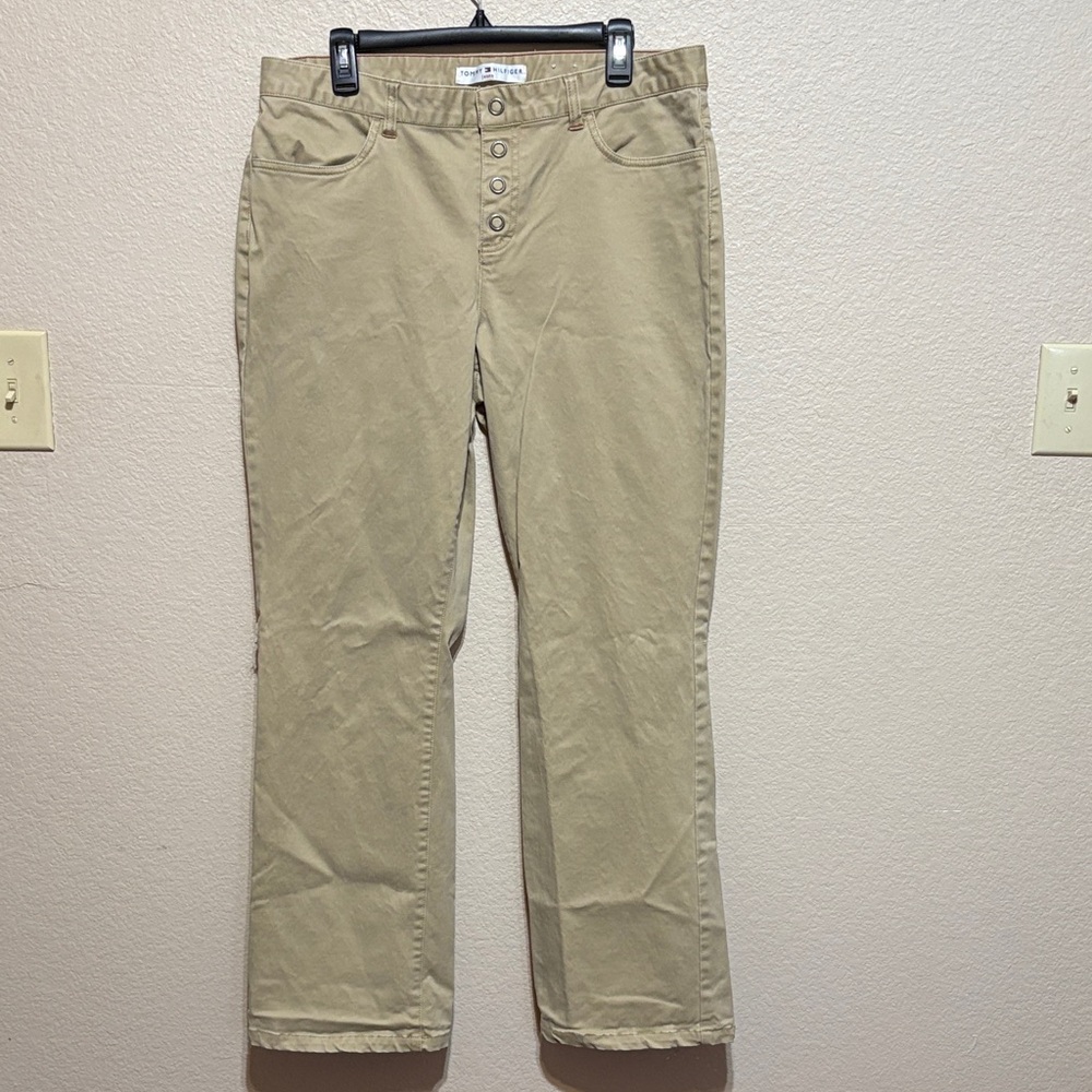 Tommy Hilfiger Jeans Straight Leg snap /button up closure khaki  Sz 14 Tall